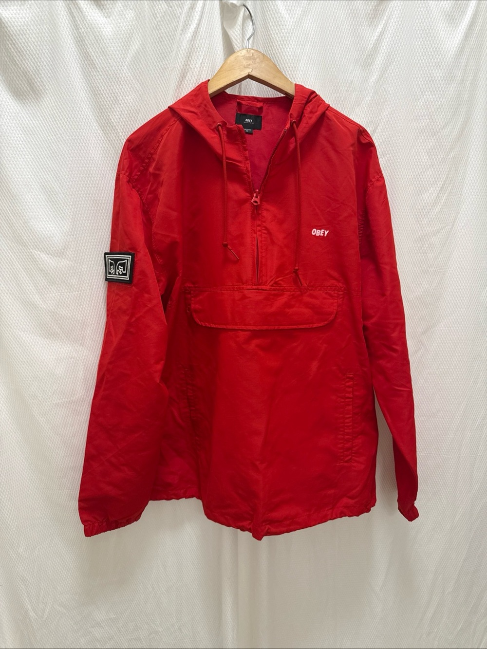 Obey Men’s Red Pullover Windbreaker Jacket